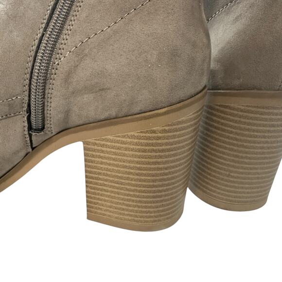Faux Leather Vegan Suede Stone Midi Boots High Heel Time and Tru Western - Picture 6 of 6